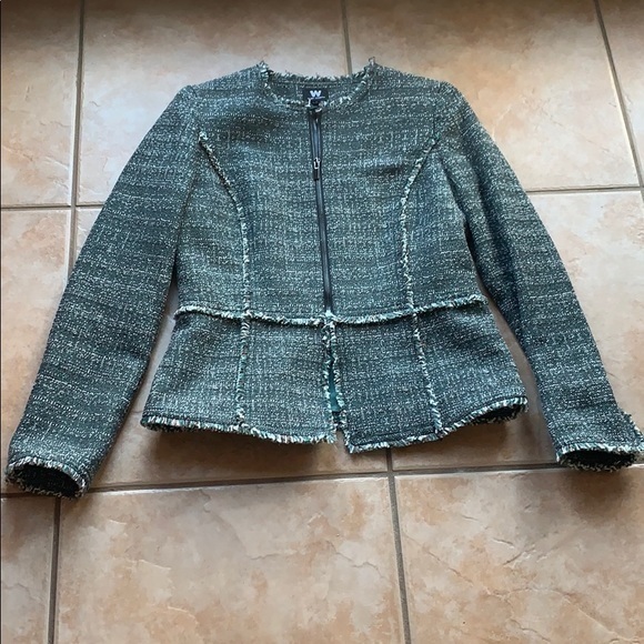 NWOT W by Worth “Cypress” Green Tweed Peplum Grommet Jacket Size 6 - Picture 1 of 9